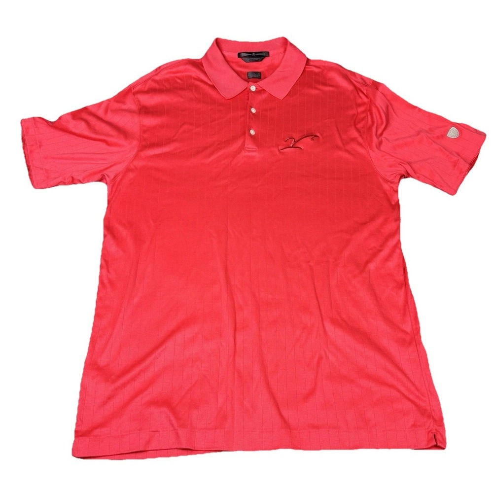 Nike Tiger Woods Golf Collection Polo Men's Large Solid Red Swoosh Short Sleeve